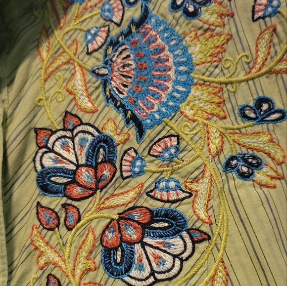 Johnny Was 3J Workshop Button Down Floral Embroidered Shirt, M - Picture 14 of 14